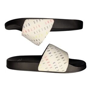 Victoria's Secret Sport Slide Sandals Womens 5 Multi Logo Print Comfort‎ Slip On